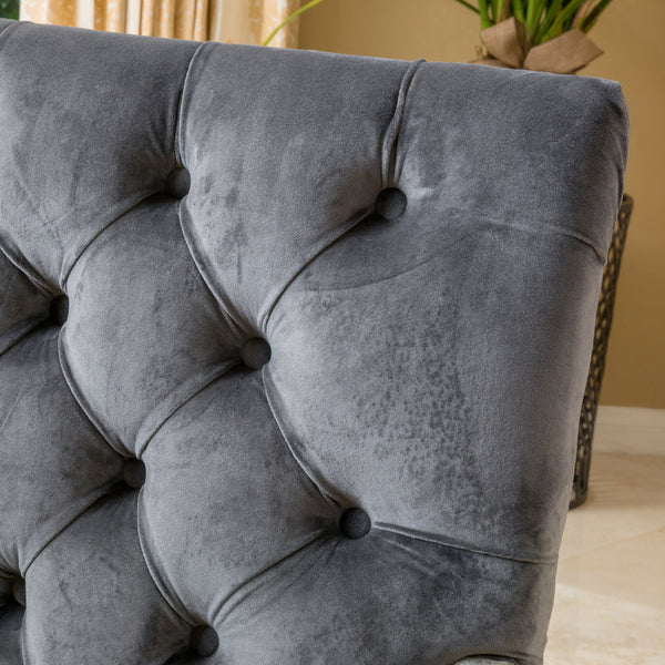 Gdf Studio Myrtle Contemporary Velvet Tufted Dining Arm Chair Charcoal And Oak
