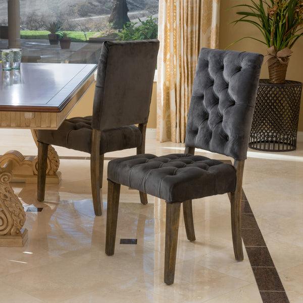 Gdf Studio Myrtle Contemporary Velvet Tufted Dining Chairs (Set Of 2)