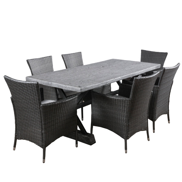 gdf studio Myrtle Outdoor 7 Piece Lightweight Concrete Dining Set