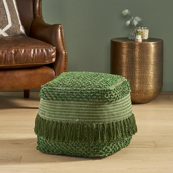 gdf studio Naholo Boho Handcrafted Fabric Cube Pouf