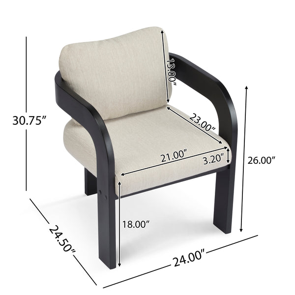 Gdf Studio Nanali 2-Pack Dining Chairs With Pillow Back Solid Wood Frame