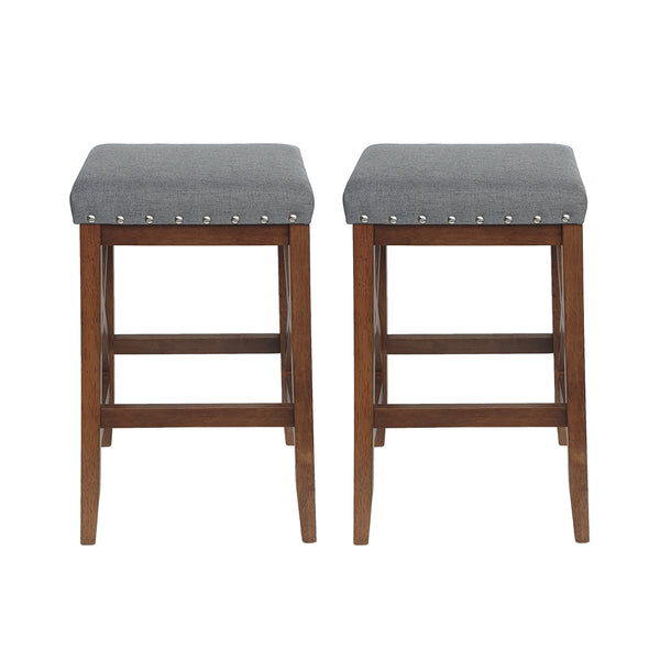 gdf studio Nancy Contemporary Farmhouse Upholstered Fabric Barstools (Set of 2)