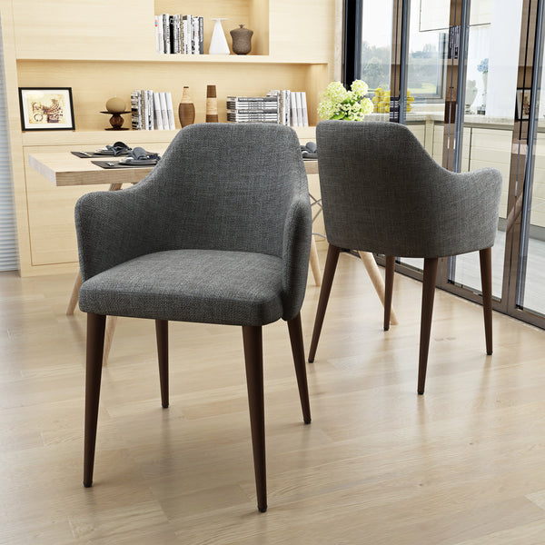 Gdf Studio Nande Mid Century Fabric Dining Chairs With Wood Finished Legs - Set Of 2