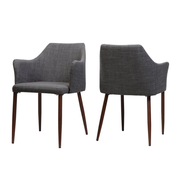gdf studio Nande Mid Century Fabric Dining Chairs with Wood Finished Legs - Set of 2