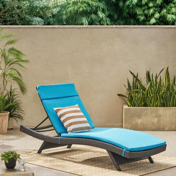 Gdf Studio Nassau Outdoor Grey Wicker Adjustable Chaise Lounge With Cushion