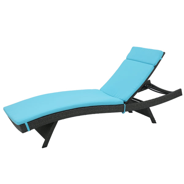 Gdf Studio Nassau Outdoor Grey Wicker Adjustable Chaise Lounge With Cushion