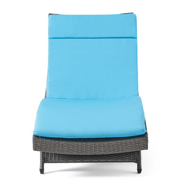 gdf studio Nassau Outdoor Grey Wicker Adjustable Chaise Lounge with Cushion