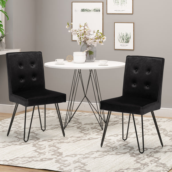 Gdf Studio Natalie Glam Tufted Velvet Dining Chairs With Iron Legs (Set Of 2)