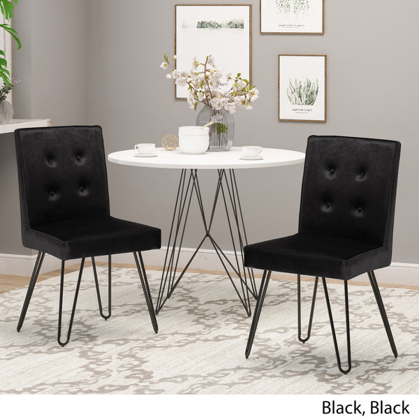 Gdf Studio Natalie Glam Tufted Velvet Dining Chairs With Iron Legs (Set Of 2)