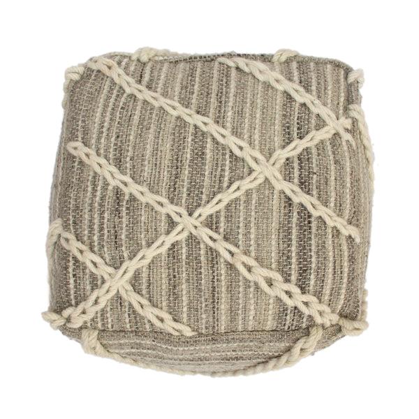 Gdf Studio Naylea Contemporary Wool And Cotton Pouf Ottoman