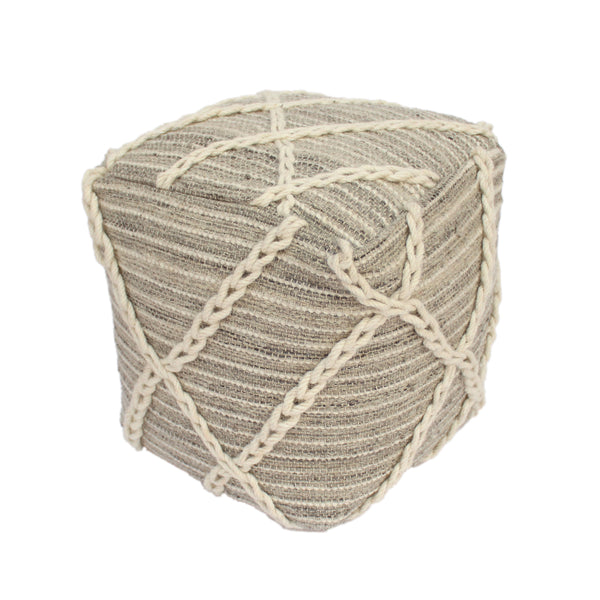 gdf studio Naylea Contemporary Wool and Cotton Pouf Ottoman