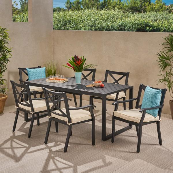 gdf studio Nealie Outdoor 6 Seater Aluminum Dining Set