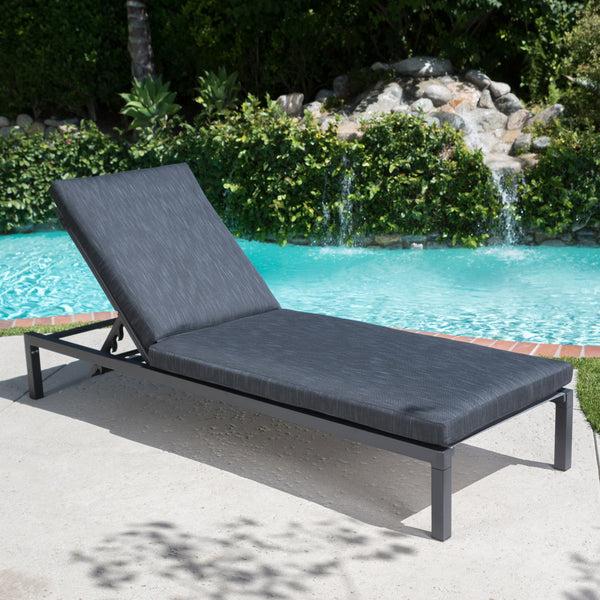 Gdf Studio Nealie Outdoor Mesh Aluminum Frame Chaise Lounge W/ Water Resistant Cushion