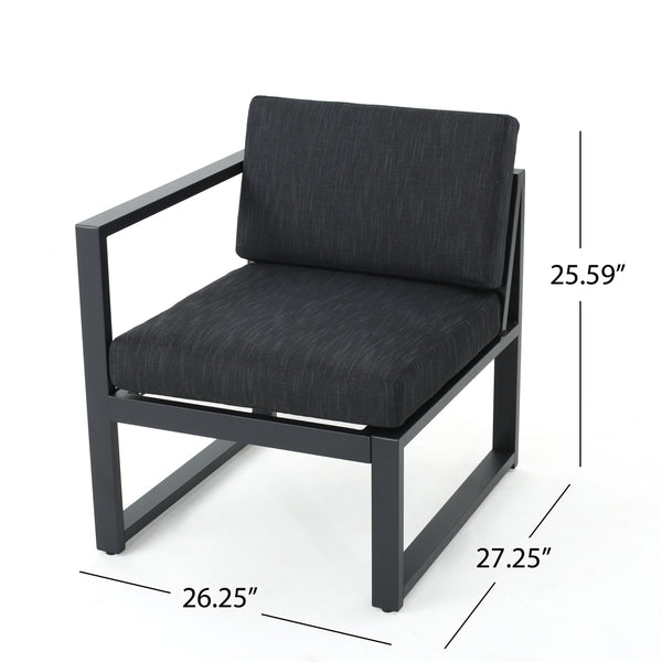 Gdf Studio Nealie Outdoor Water Resistant Cushions 6 PC Sofa Set W/ Stone Finished Tempered Glass Coffee Table