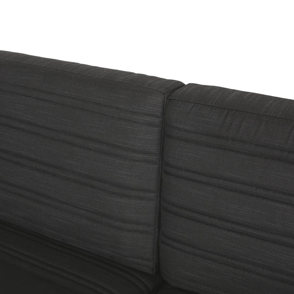 Gdf Studio Neffs Outdoor Aluminum 3 Seater Sofa With Water Resistant Cushions Black Natural And Dark Gray