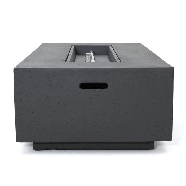 Gdf Studio Neffs Outdoor Aluminum 4 Seater Chat Set With Fire Pit Black Natural And Dark Gray