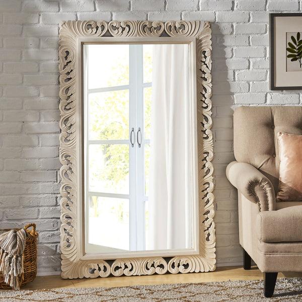 Gdf Studio Negley Traditional Handcrafted Standing Mirror White