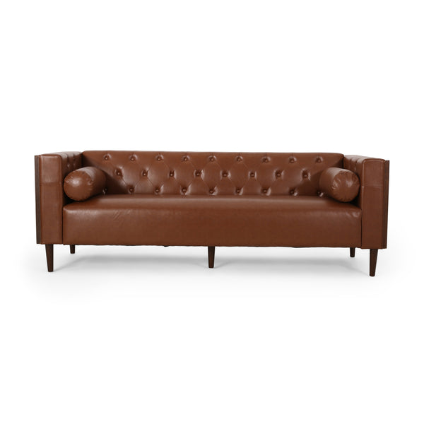 Gdf Studio Neilan Contemporary Tufted Deep Seated Sofa With Accent Pillows