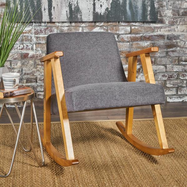 Gdf Studio Nero Mid Century Modern Fabric Rocking Chair