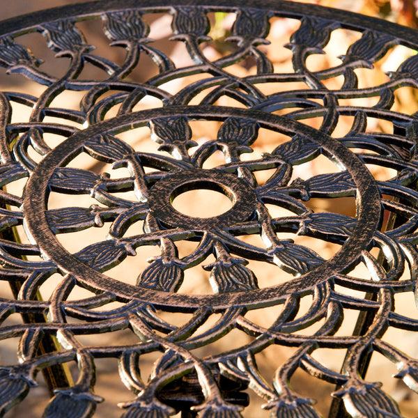 Gdf Studio New Outdoor Vintage Style Cast Aluminum Bistro Set With Tulips