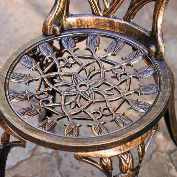 Gdf Studio New Outdoor Vintage Style Cast Aluminum Bistro Set With Tulips