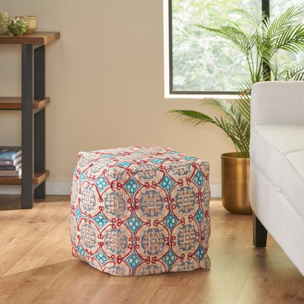 Gdf Studio Newalla Handcrafted Boho Fabric Cube Pouf