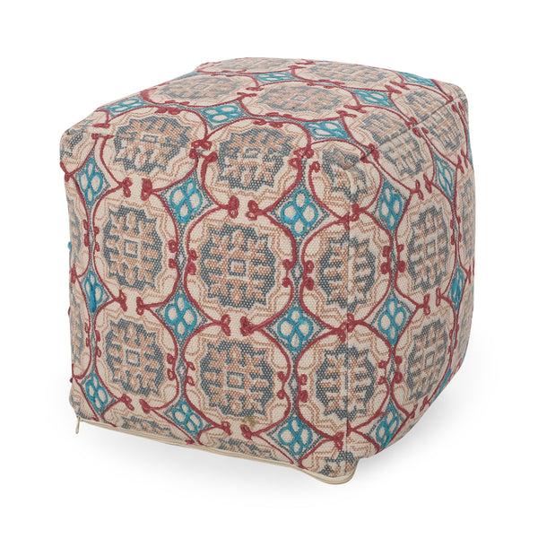 gdf studio Newalla Handcrafted Boho Fabric Cube Pouf