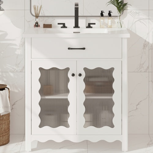 Gdf Studio ‌Nexail 31" Bathroom Vanity With Tempered Glass