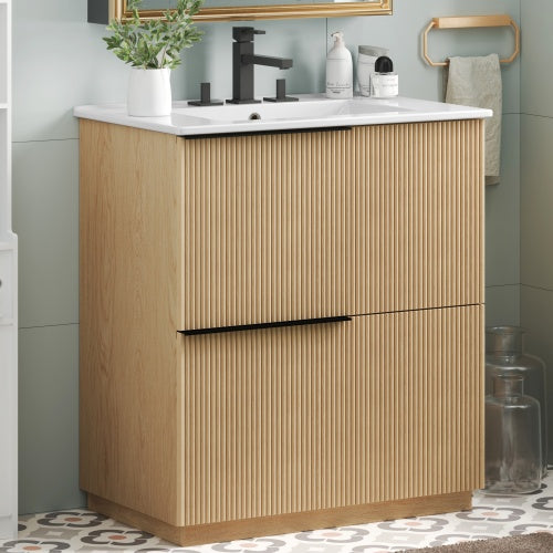 gdf studio ‌Nexrail 30" Bathroom Vanity with Ceramic Sink and Full-Extension Drawers
