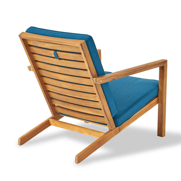 Gdf Studio Nick Outdoor 6 Seater Acacia Wood Extended Chat Set