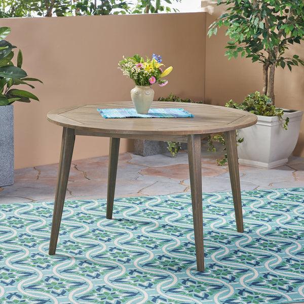 Gdf Studio Nick Outdoor Acacia Wood Round Dining Table