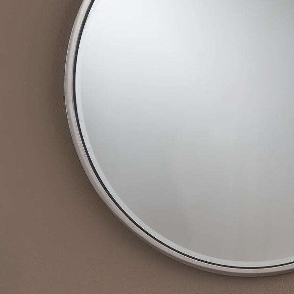 Gdf Studio Nicole Modern Glam Round Silver Stainless Steel Wall Mirror