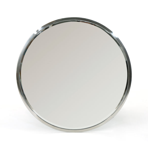 gdf studio Nicole Modern Glam Round Silver Stainless Steel Wall Mirror