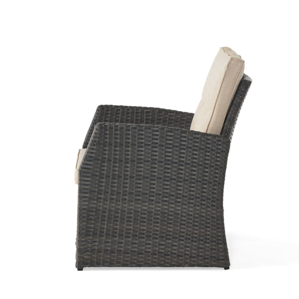 Gdf Studio Nikki Outdoor Wicker Club Chair With Cushions