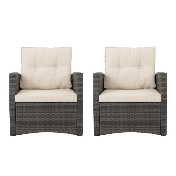 Gdf Studio Nikki Outdoor Wicker Club Chairs With Cushions Set Of 2