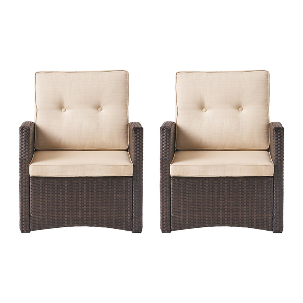 gdf studio Nikki Outdoor Wicker Club Chairs with Cushions Set of 2