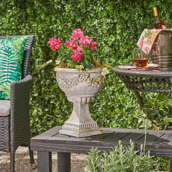 Gdf Studio Nina Chalice Garden Urn Planter Roman Botanical Lightweight Concrete
