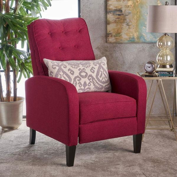 Gdf Studio Nissa Contemporary Button Tufted Push-Back Recliner With Tonal Piping