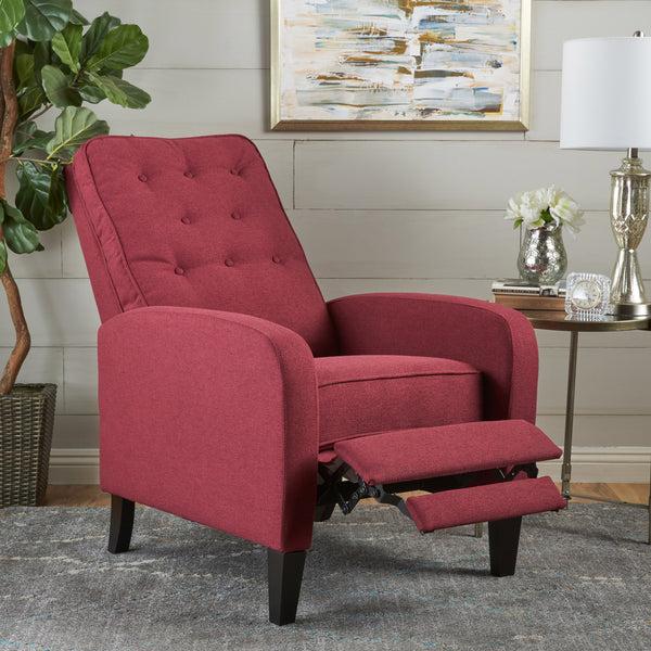 Gdf Studio Nissa Contemporary Button Tufted Push-Back Recliner With Tonal Piping
