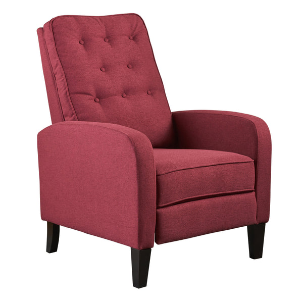 gdf studio Nissa Contemporary Button Tufted Push-Back Recliner with Tonal Piping