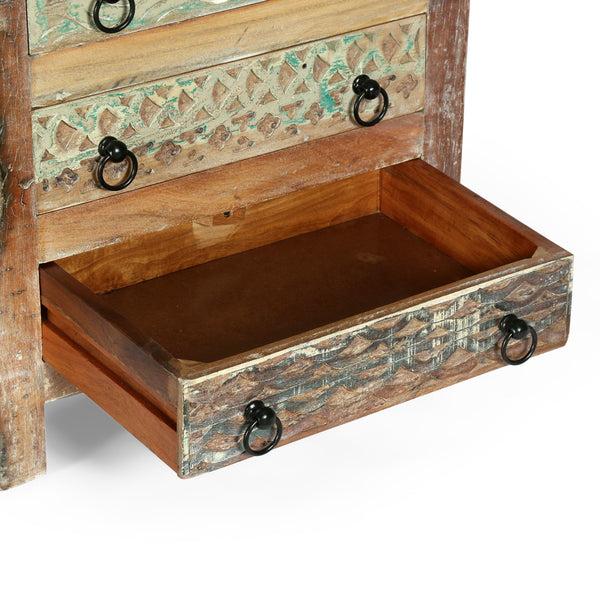 Gdf Studio Nita Boho Handcrafted Wooden 4 Drawer Chest Antique White