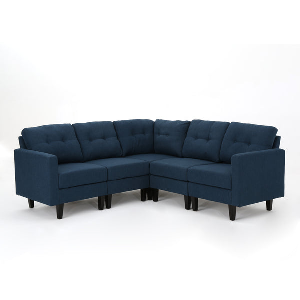 gdf studio Niya Mid Century Modern 5 Piece Fabric Sectional Sofa