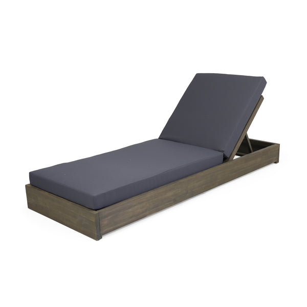 Gdf Studio Niyanna Outdoor Acacia Wood Chaise Lounge With Cushion (Set Of 4)