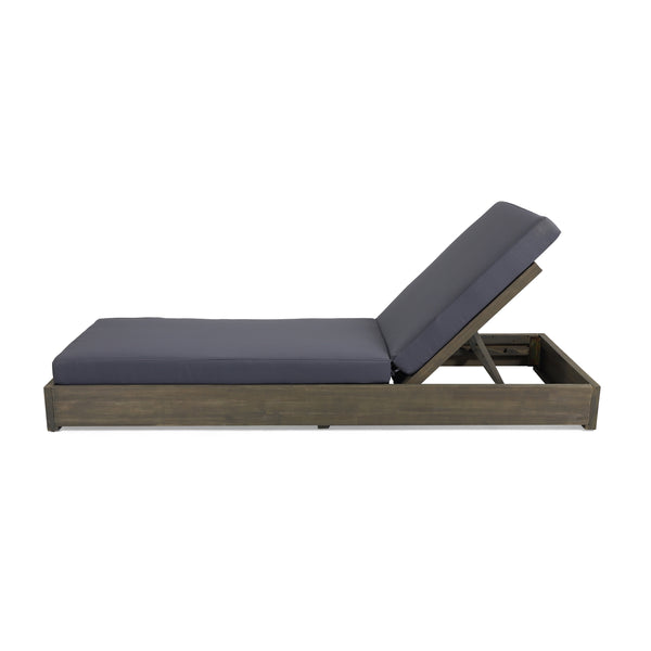 Gdf Studio Niyanna Outdoor Acacia Wood Chaise Lounge With Cushion (Set Of 4)