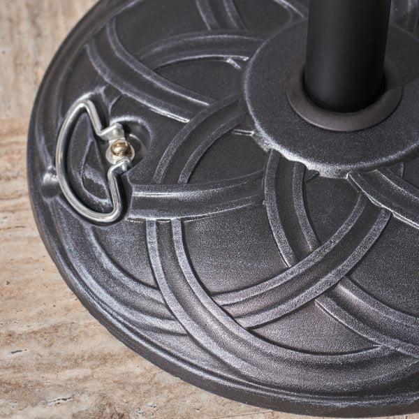 Gdf Studio Noah Outdoor 55lb Concrete Circular Umbrella Base Hammered Iron
