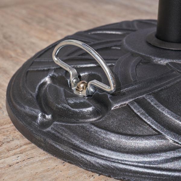 Gdf Studio Noah Outdoor 55lb Concrete Circular Umbrella Base Hammered Iron