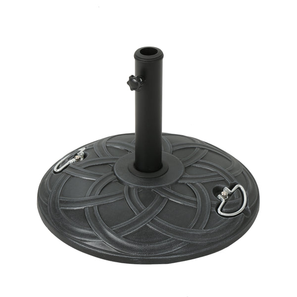 gdf studio Noah Outdoor 55lb Concrete Circular Umbrella Base Hammered Iron