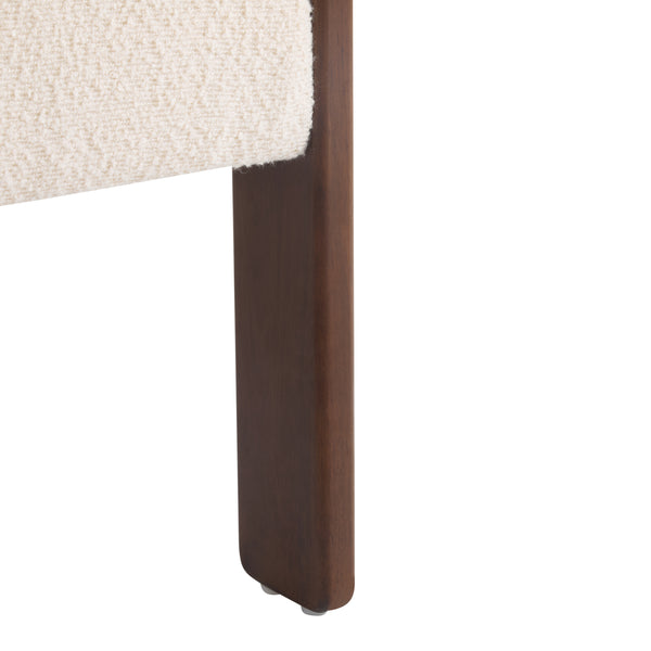Gdf Studio Noah Upholstered Boucle Accent Arm Chair Rubberwood Beige+walnut