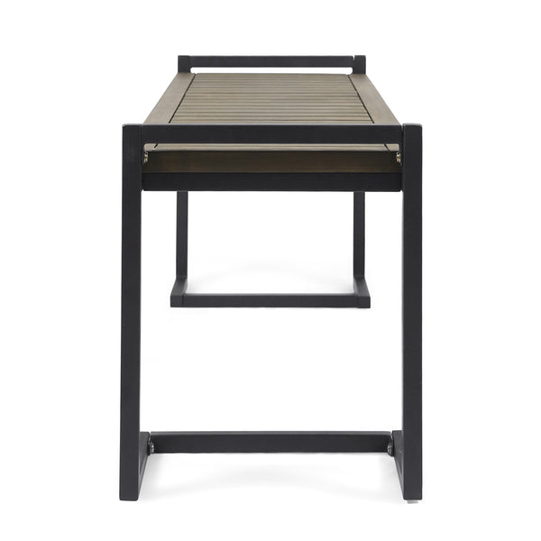 Gdf Studio Noel Outdoor Industrial Acacia Wood And Iron Bench