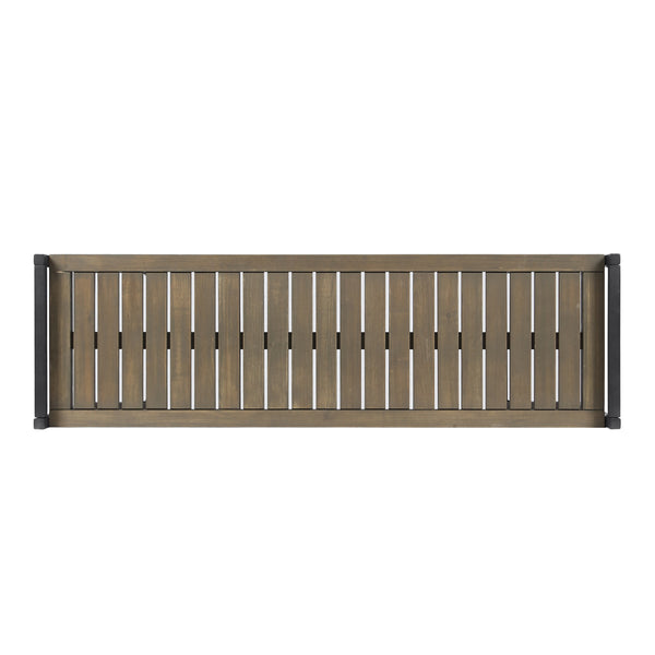 Gdf Studio Noel Outdoor Industrial Acacia Wood And Iron Bench